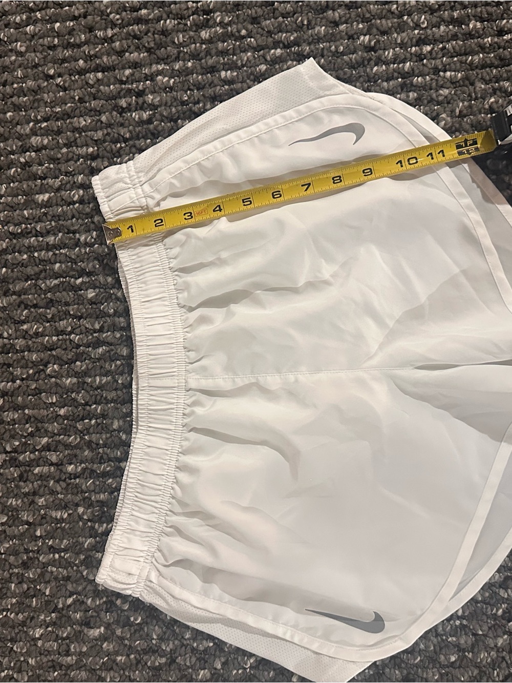 Nike White Athletic Running Shorts with Swoosh